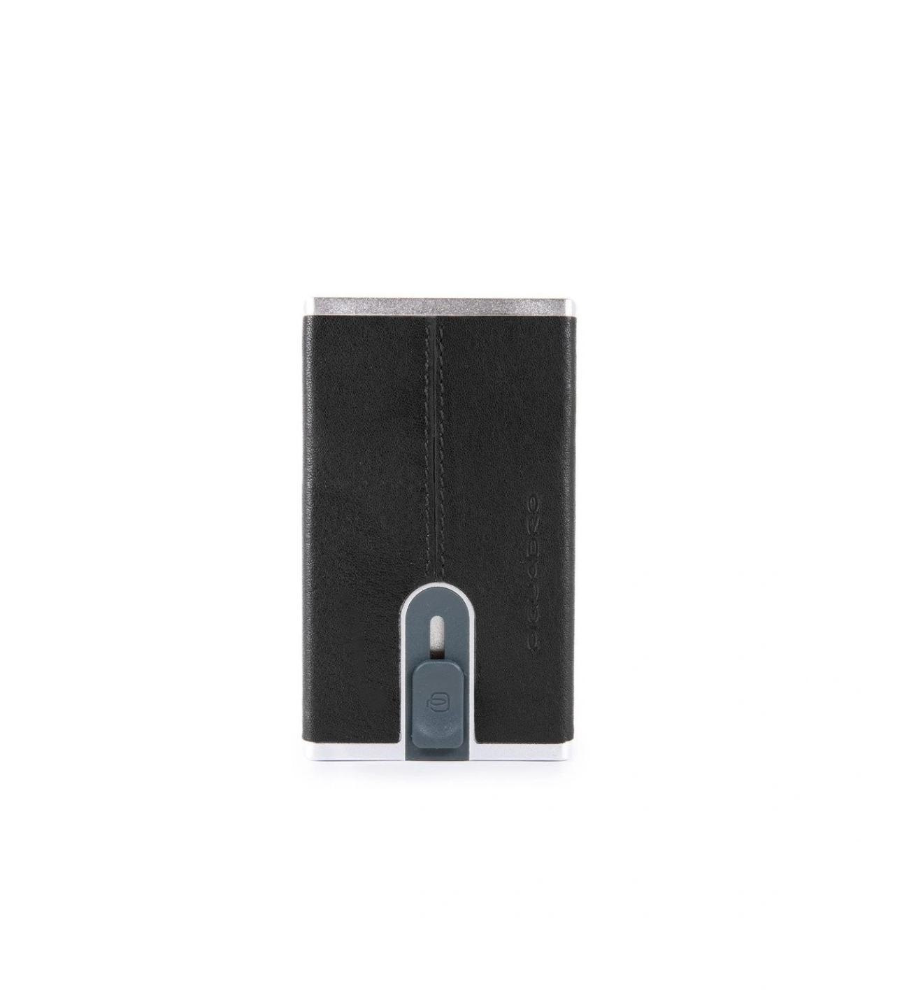 Piquadro, Black Square, Suport de carduri din piele, Sistem de alunecare pătrat, PP4825B3R, Negru, Pentru bărbați